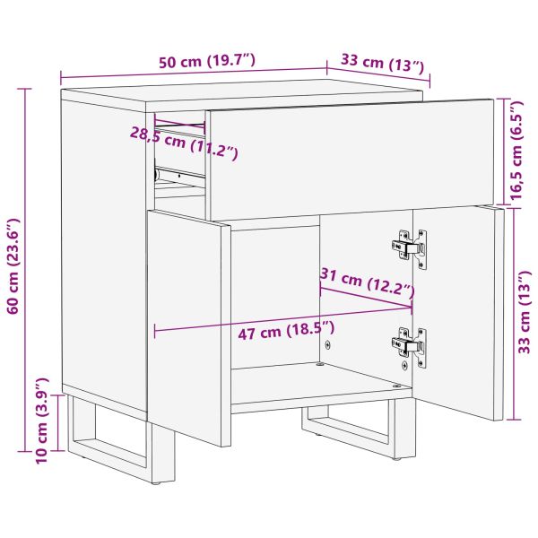 Леглов шкаф Кафяво 50 x 33 x 60 см Солидно мангово дърво