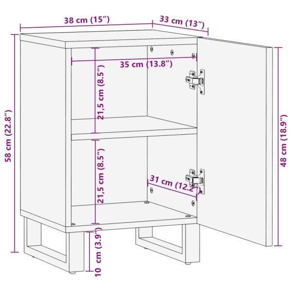 Шкаф за баня Естествен 38 x 33 x 58 см Солидно мангово дърво