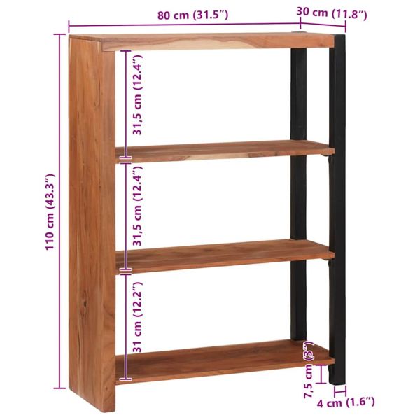 Рафт за книги Кафяво 80 x 30 x 110 см Солидно акациево дърво