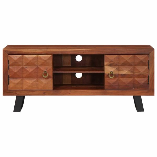 ТВ шкаф Меденокафяво 112 x 30 x 48 см Акациево дърво масив