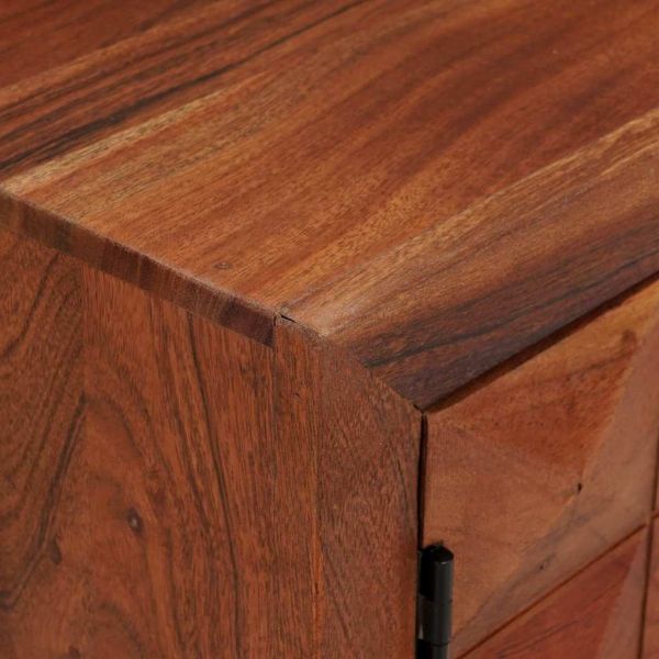 ТВ шкаф Меденокафяво 112 x 30 x 48 см Акациево дърво масив