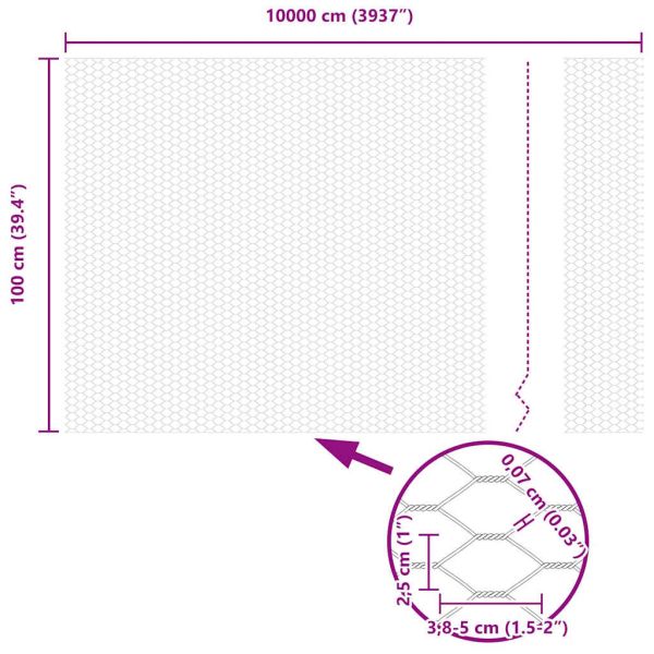 Шестоъгълна ограда Сив 1 x 100 m ПВЦ