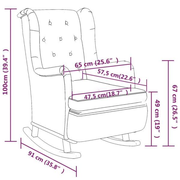 Кресло с люлеещи се крака и табуретка, черно, текстил