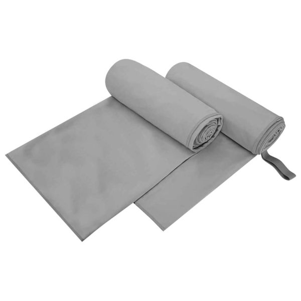 Спортни кърпи 2 pcs Тъмносив 200 x 100 cm Полиестер и полиамид