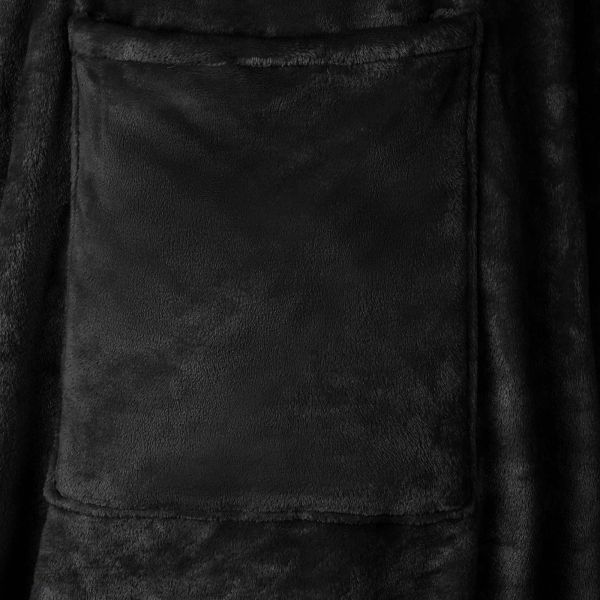 Одеяло с качулка Черно F Фланела