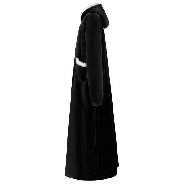 Одеяло с качулка Черно L Флийс и фланел