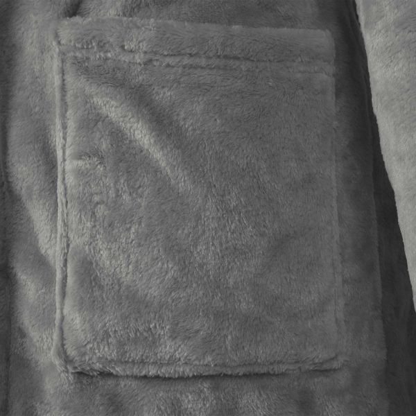 Халат с качулка Тъмен сив l Фланела