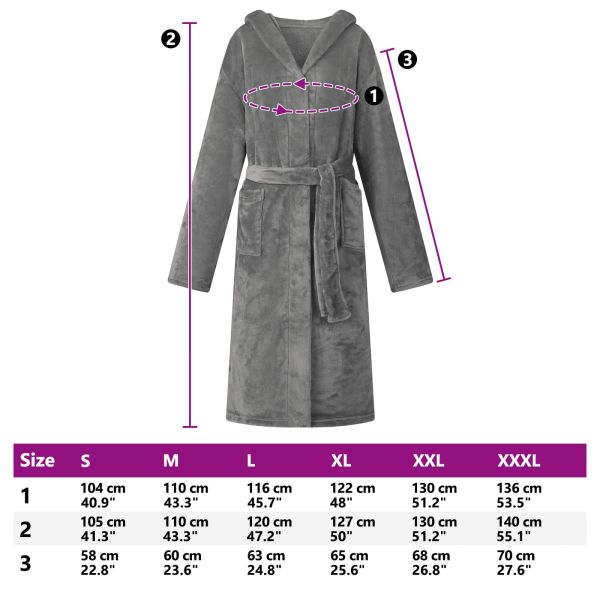 Халат с качулка Тъмен сив l Фланела