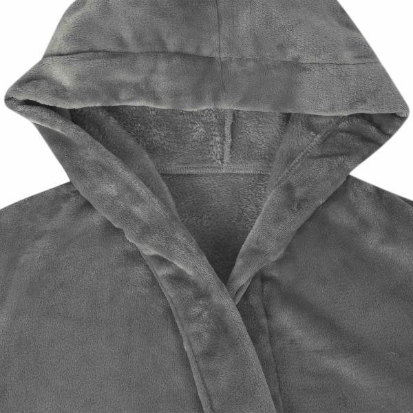 Халат с качулка Тъмносиво XXL Фланела