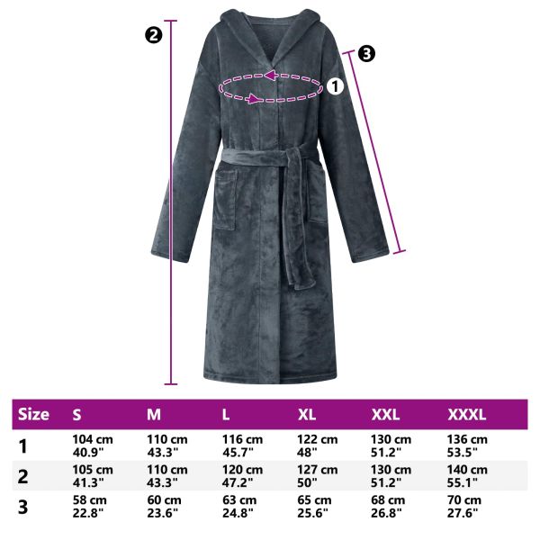 Халат с качулка Морски син l Фланела