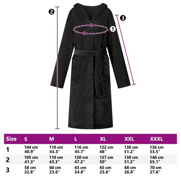 Халат с качулка Черно s Фланела