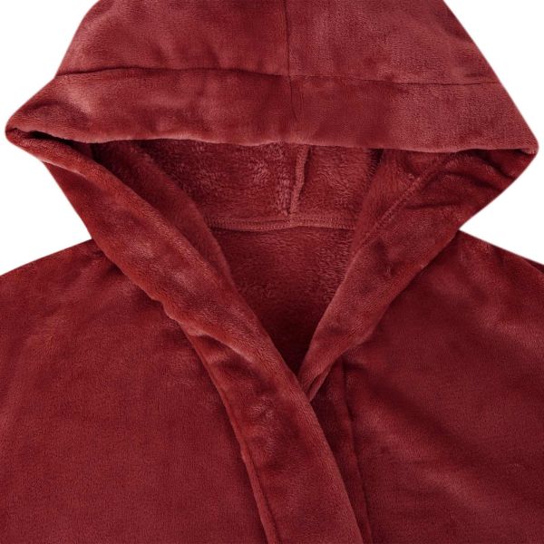 Халат с качулка Бордо червен m Фланела