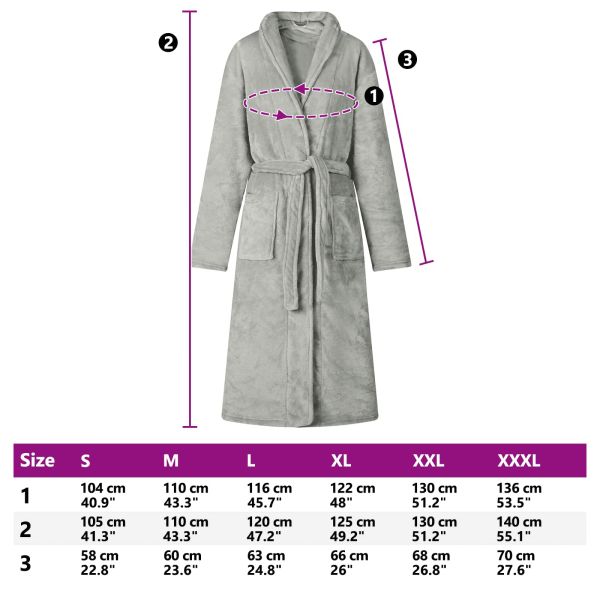 Халат без качулка Сив m Фланела