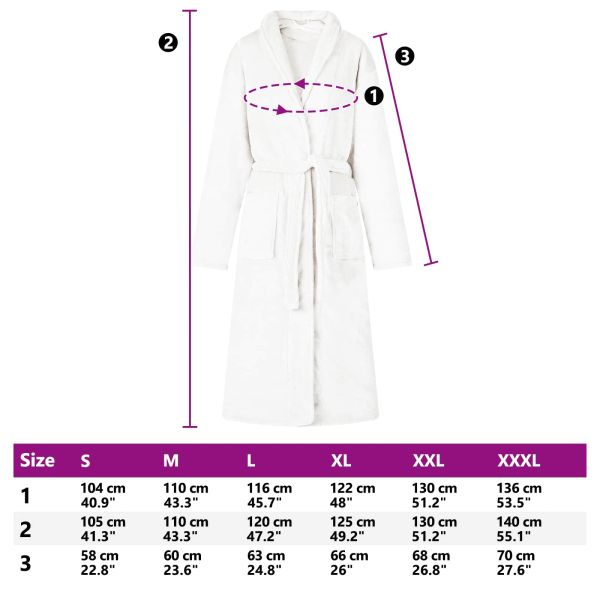Халат без качулка Бяло m Фланела