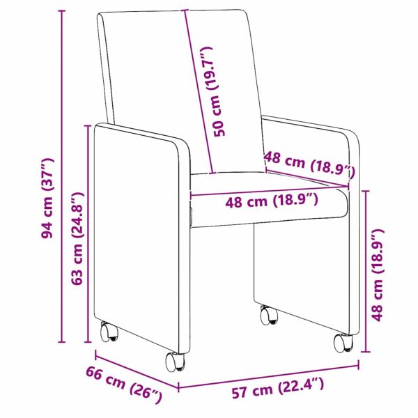 Столове с Колела с колела 2 pcs Сив 57 х 66 х 94 см Изкуствена