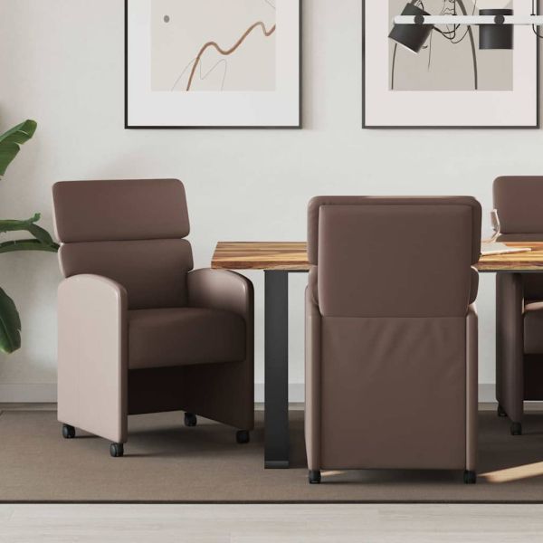 Столове с Колела 2 pcs Кафяво 58 x 65 x 98 см Изкуствена
