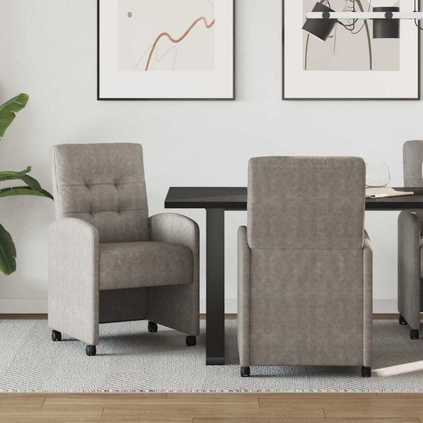 Столове с Колела с колела 2 pcs Сив 58 x 67 x 97 см Изкуствена