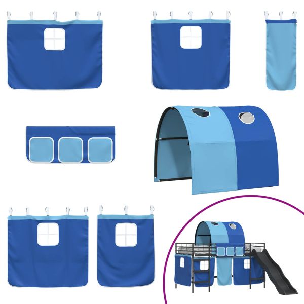 Легло на двуетажно легло за деца Черен и син 80 x 200 cm Метал