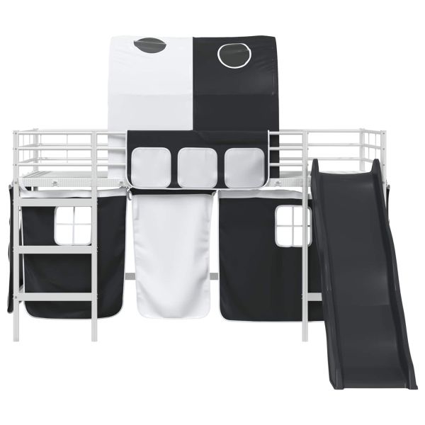 Легло на двуетажно легло за деца Бял и черен 100 x 200 cm Метал