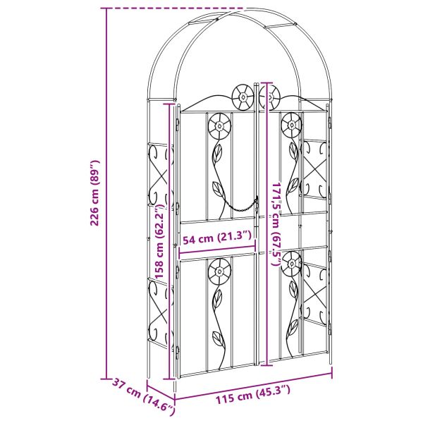 Градинска арка Едноцветен Черно 115 x 37 x 226 см
