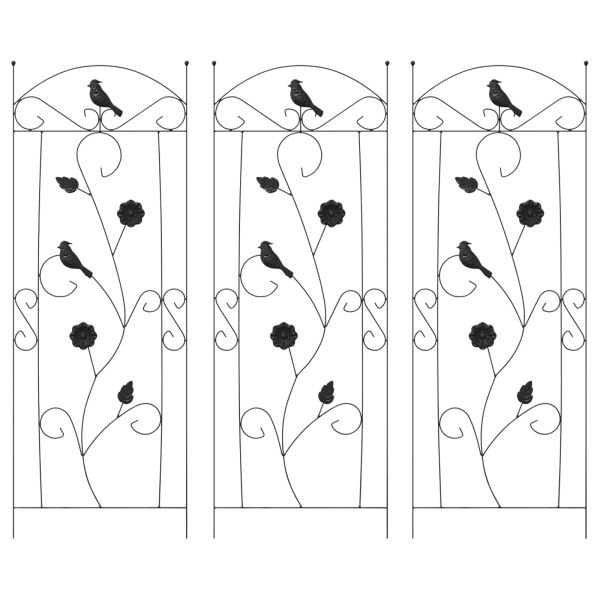 Градска ограда 3 pcs Черно 110 x 40 cm Стомана