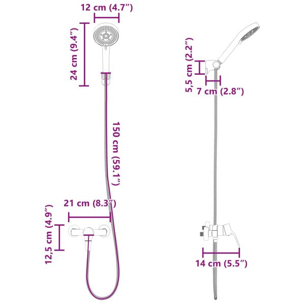 Комплект душова глава Черен G 1 / 2 инча Месинг