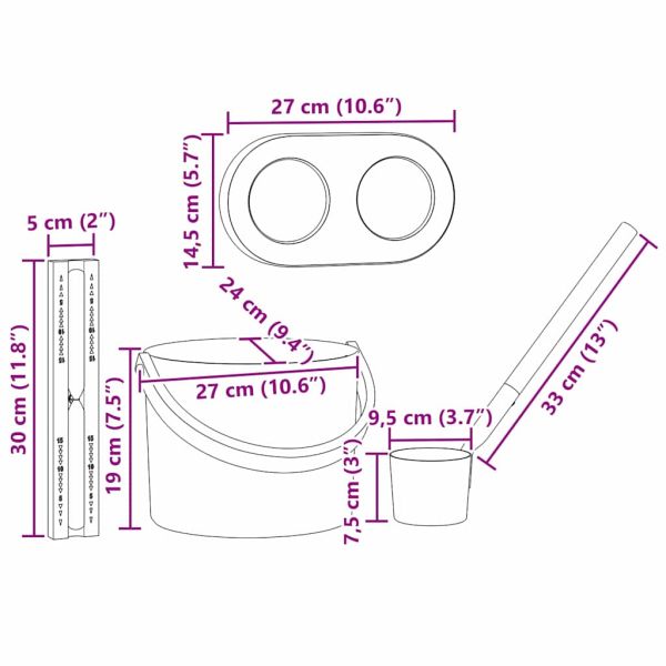 Комплект за сауна аксесоари 4 pcs Черно