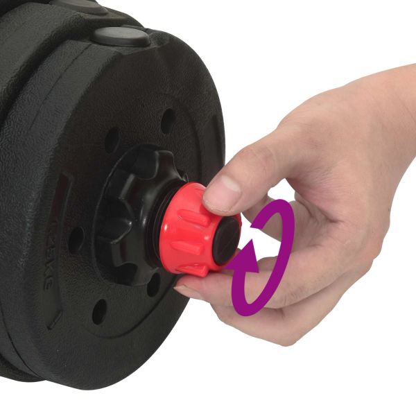 2-в-1 комплект дъмбели и щанга 30кг 30кг Черен и Червен