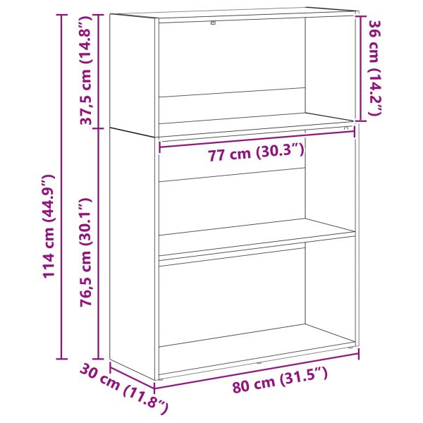 Рафт за книги Черния дъб 80 x 30 x 114 см Инженерно дърво