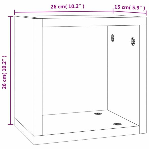 Стени за рафтове с рафт 2 pcs Димян дъб 26 x 15 x 26 cm