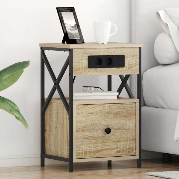 Нощен шкаф 2 pcs Сонома дъб 40 x 31 x 60 см Инженерно дърво