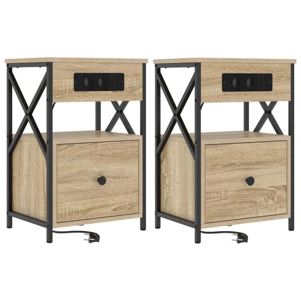 Нощен шкаф 2 pcs Сонома дъб 40 x 31 x 60 см Инженерно дърво