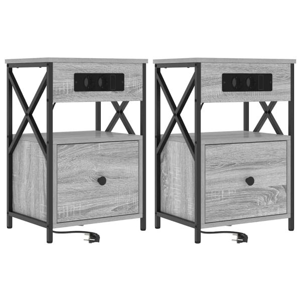 Нощен шкаф 2 pcs Сив Сонома 40 x 31 x 60 см Инженерно дърво