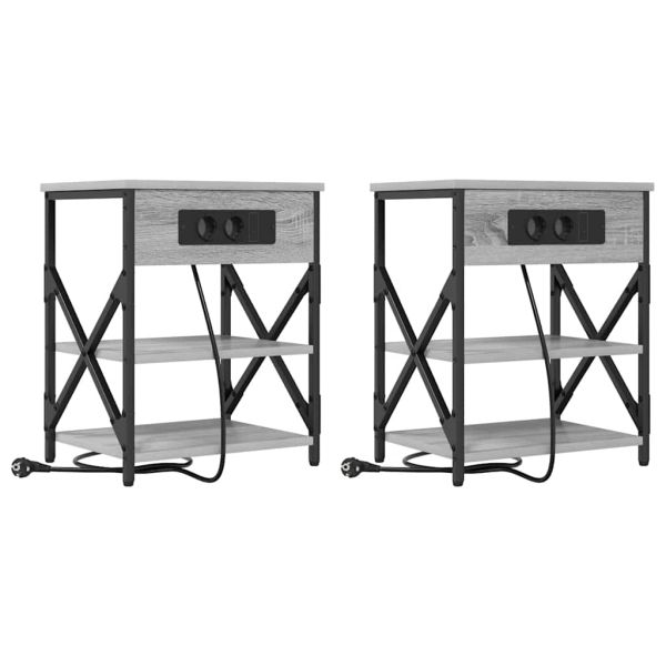 Нощен шкаф 2 pcs Сив Сонома 41 x 31 x 51 см Инженерно дърво