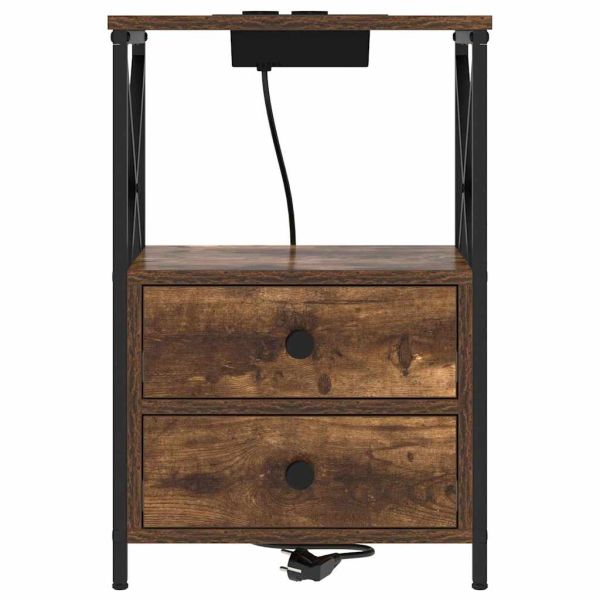 Нощен шкаф 2 pcs Димян дъб 40 x 31 x 60 см Инженерно дърво