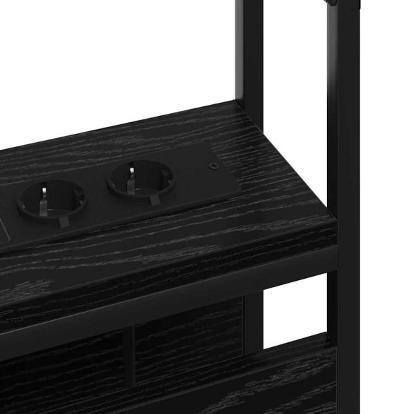 Табла за съхранение с рафт Черен дъб 200 cm Инженерно дърво