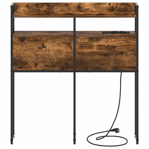 Табла за съхранение с рафт Опушен дъб 90 cm Инженерно дърво