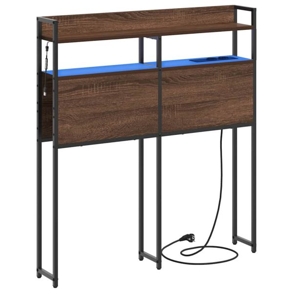 Табла за съхранение с рафт Кафяв дъб 90 cm Инженерно дърво