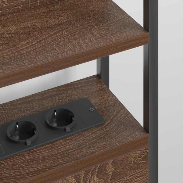 Табла за съхранение с рафт Кафяв дъб 135 cm Инженерно дърво