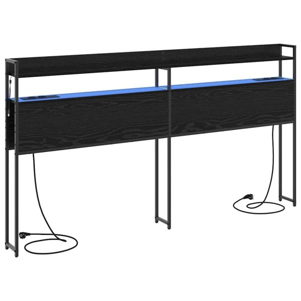 Табла за съхранение с рафт Черен дъб 200 cm Инженерно дърво