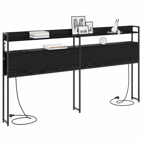 Табла за съхранение с рафт Черен дъб 200 cm Инженерно дърво