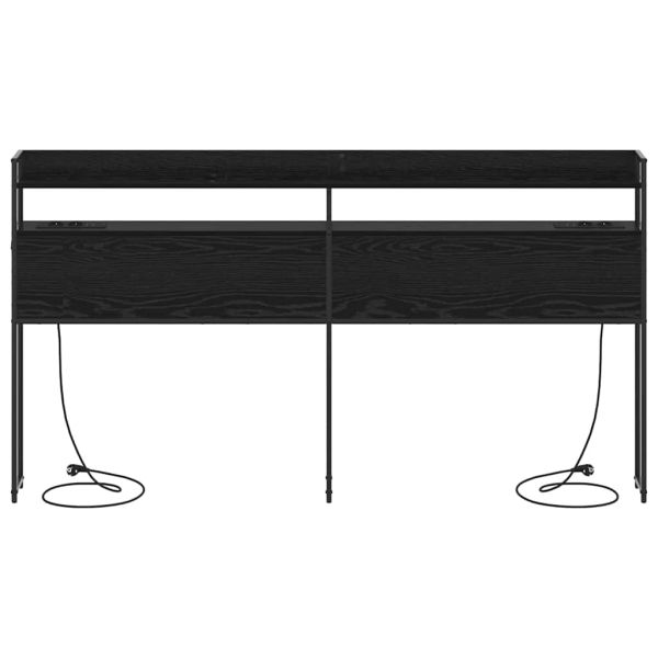 Табла за съхранение с рафт Черен дъб 200 cm Инженерно дърво