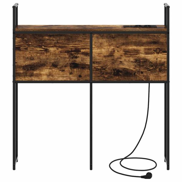 Табла за легло за съхранение с зарядна станция Опушен дъб