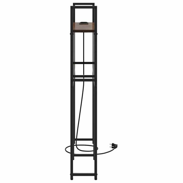 Табла за легло за съхранение с зарядна станция с рафт Кафяв дъб