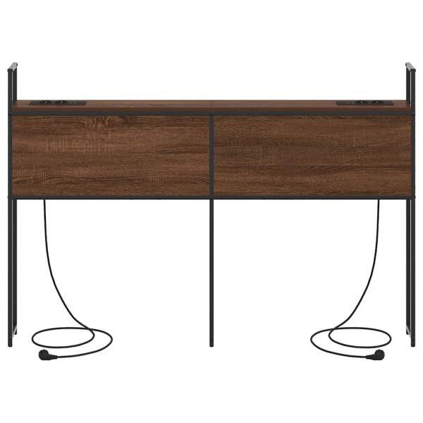 Табла за легло за съхранение с зарядна станция с рафт Кафяв дъб