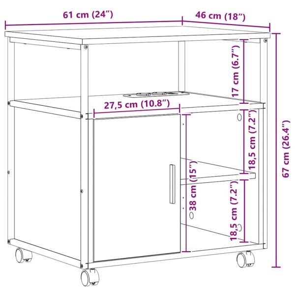 Шкаф с зарядна станция с колело Димян дъб 61 x 46 x 67 см