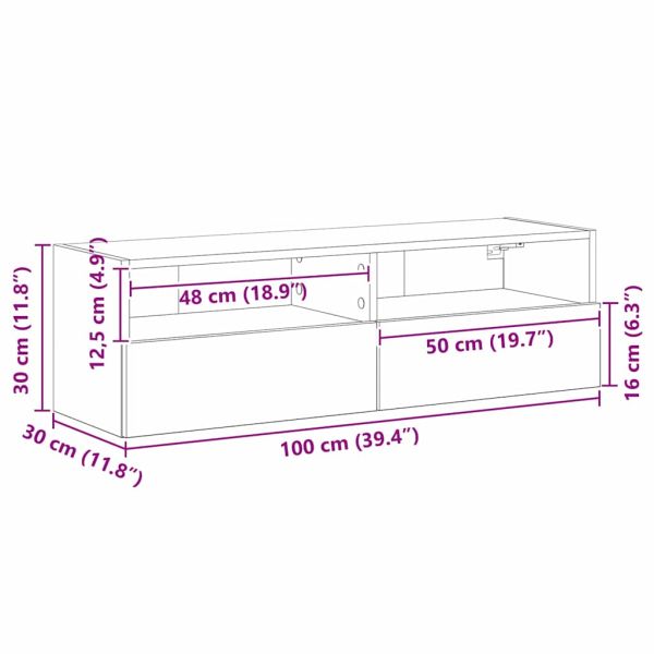 TV стенен шкаф дъб артизан 100 x 30 x 30 cm Инженерно дърво