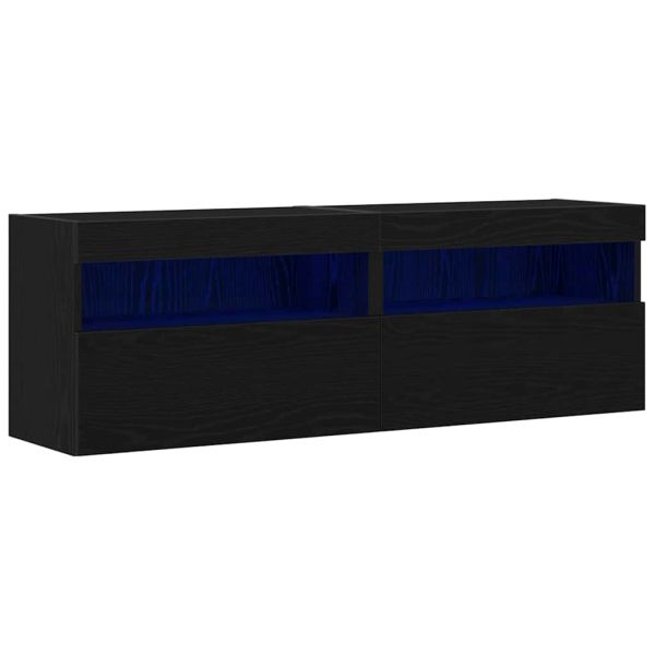 TV стенен шкаф 2 pcs Черен дъб 60 x 30 x 40 см Инженерно дърво