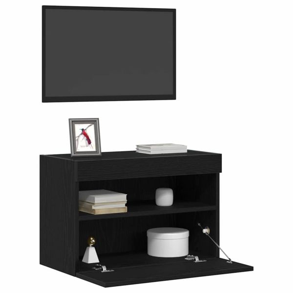 TV стенен шкаф 2 pcs Черен дъб 60 x 30 x 40 см Инженерно дърво