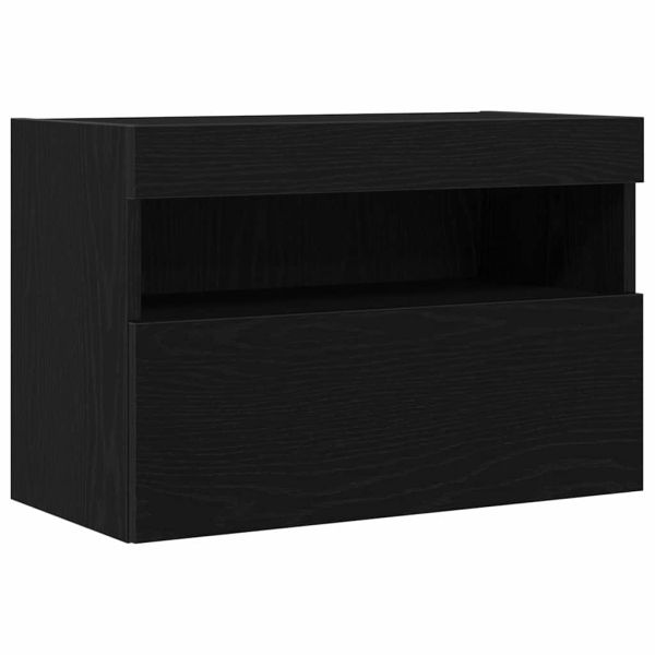 TV стенен шкаф 2 pcs Черен дъб 60 x 30 x 40 см Инженерно дърво